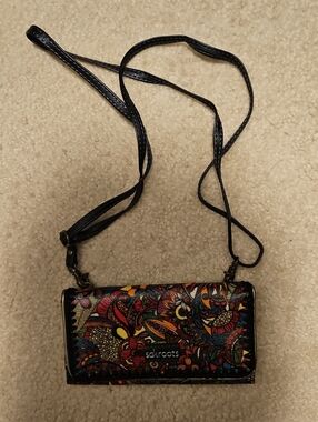 Sakroots Black Multicolor Floral Crossbody Wallet